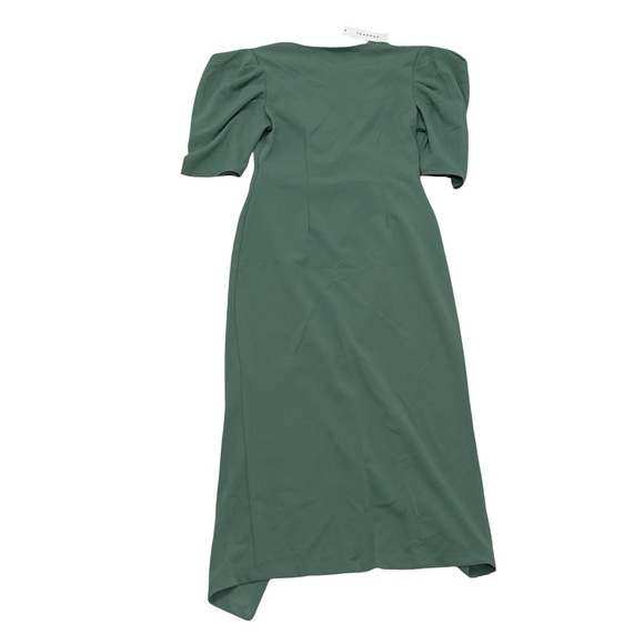 Topshop Green Puff Sleeve Wrap Midi Dress Women’s Size 8 NWT - Picture 4 of 5